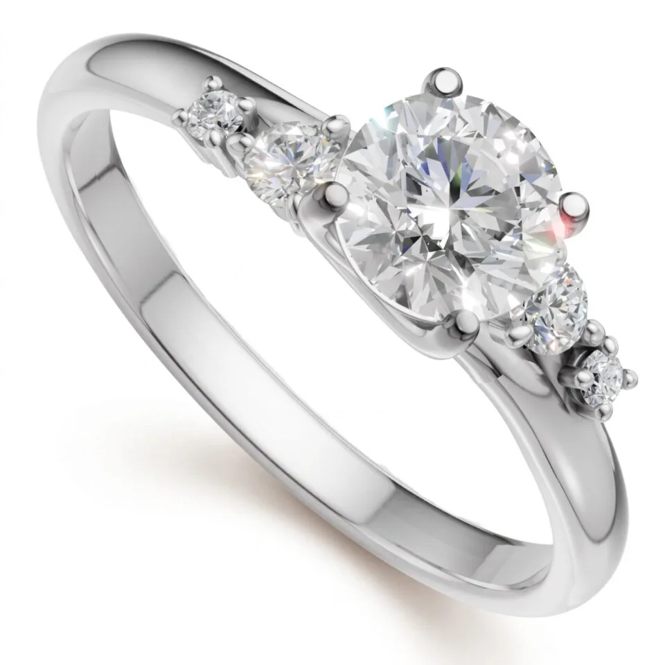 Pierścionek zaręczynowy z białego złota Viviene z diamentami 0.62 ct