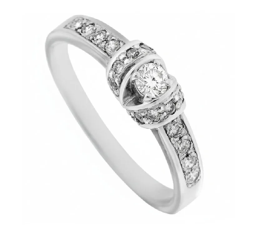Pierścionek zaręczynowy z diamentami Majesty z białego złota GESELLE