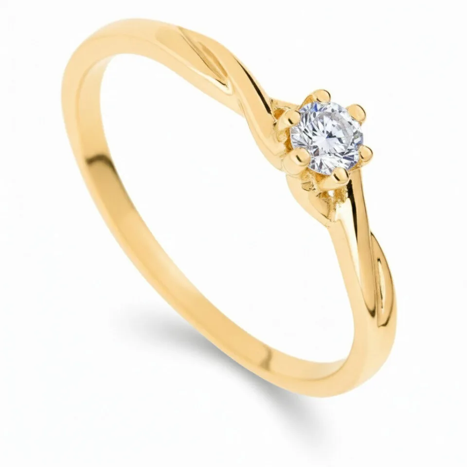 Pierścionek zaręczynowy z diamentem 0.10 ct Aurora II z żółtego złota GESELLE