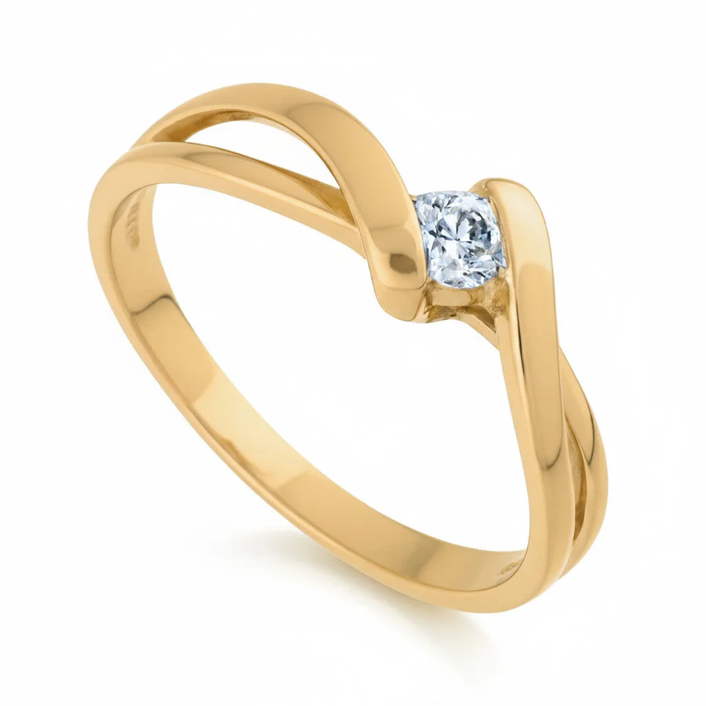 Pierścionek zaręczynowy z diamentem 0.10 ct Solis z żółtego złota GESELLE