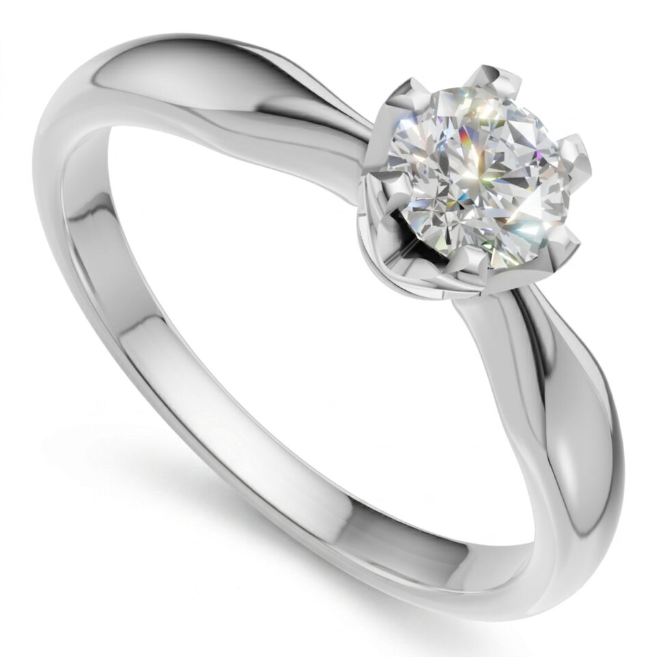 Pierścionek zaręczynowy z diamentem Classic VII z białego złota 0.25 ct GESELLE