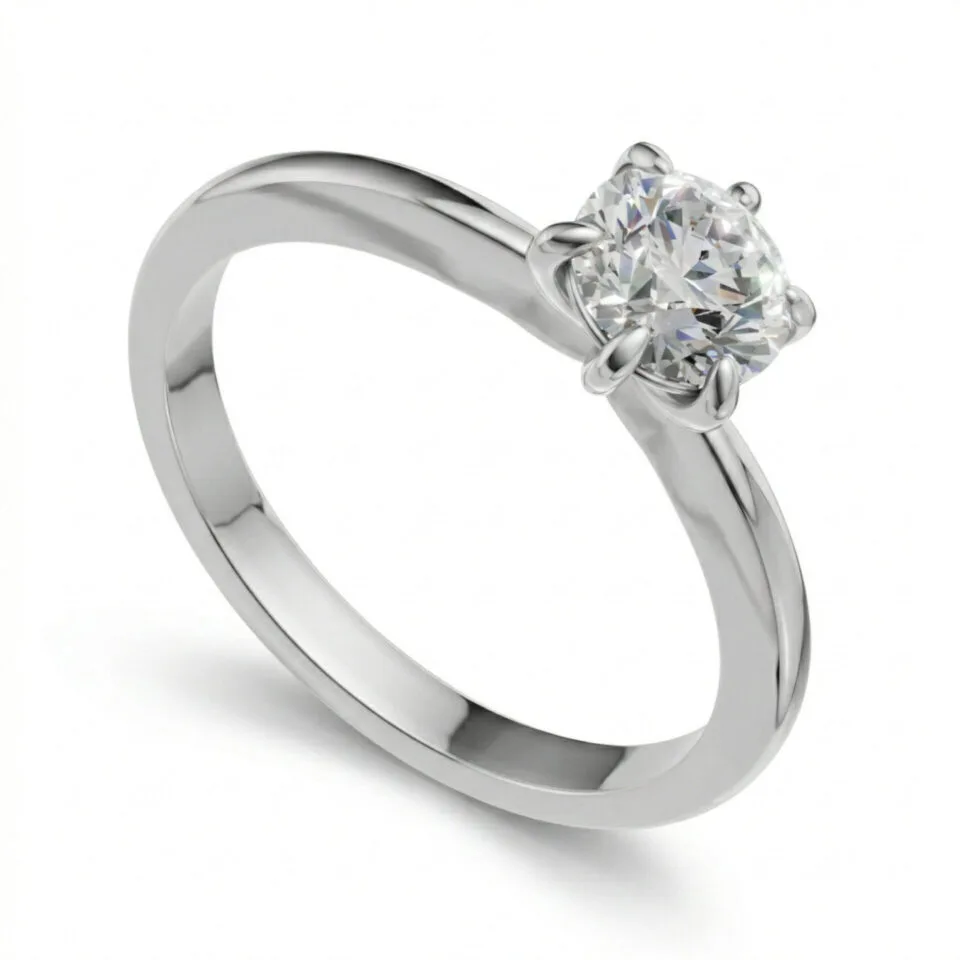 Pierścionek zaręczynowy z diamentem Loren z białego złota 0.40 ct GESELLE