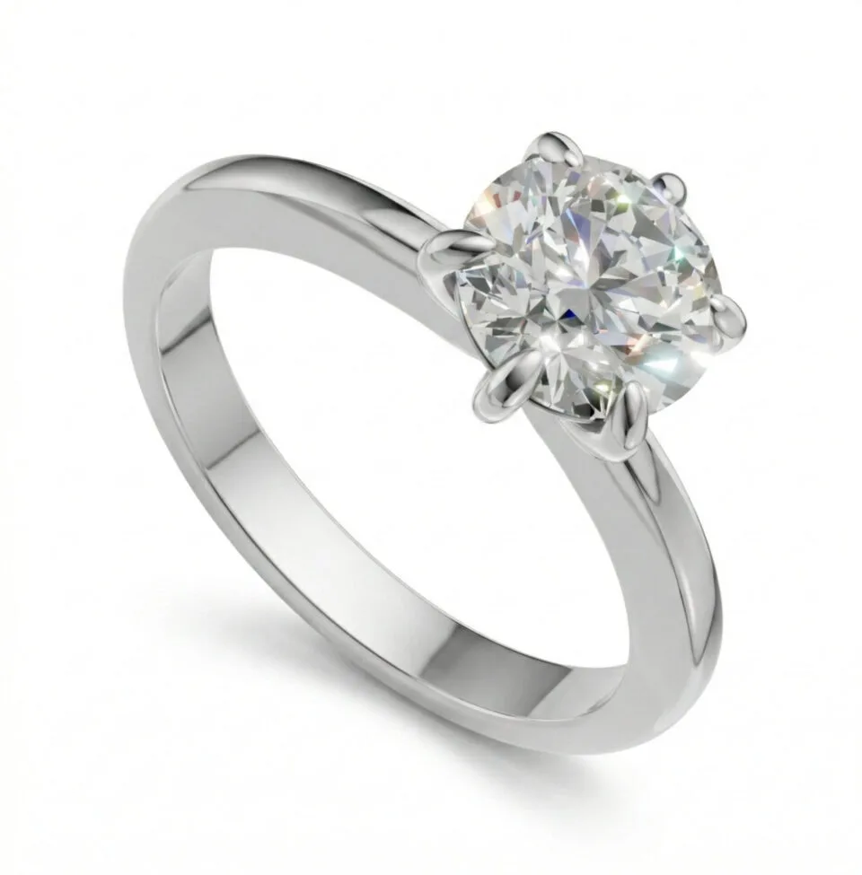 Pierścionek zaręczynowy z diamentem Loren z białego złota 1.00 ct GESELLE