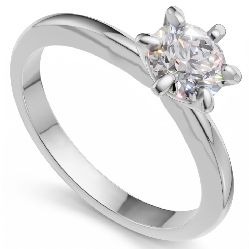 Pierścionek zaręczynowy z diamentem Loreta z białego złota 0.50 ct GESELLE
