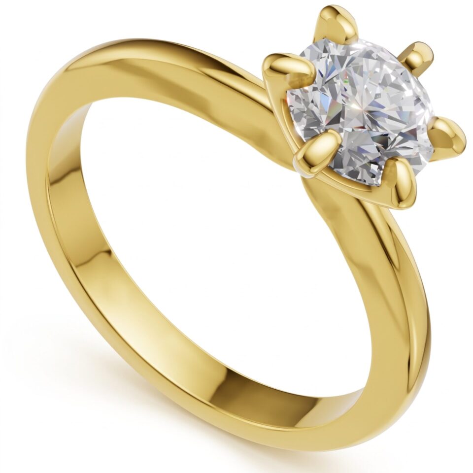 Pierścionek zaręczynowy z diamentem Loreta z żółtego złota 0.70 ct GESELLE