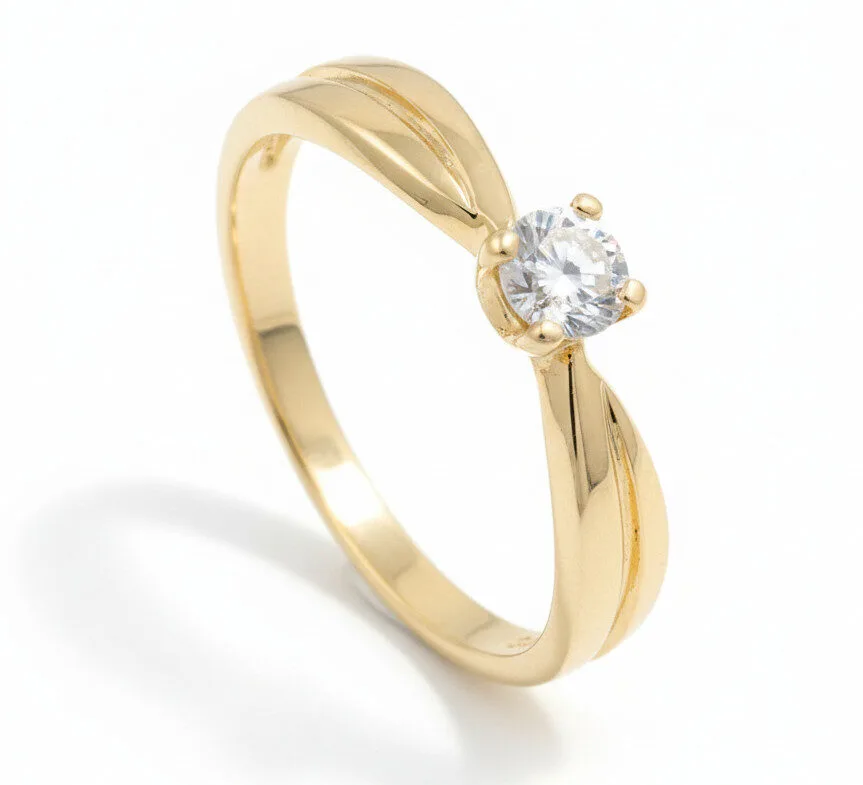 Pierścionek zaręczynowy z diamentem Lyra w żółtym złocie 0.25 ct GESELLE