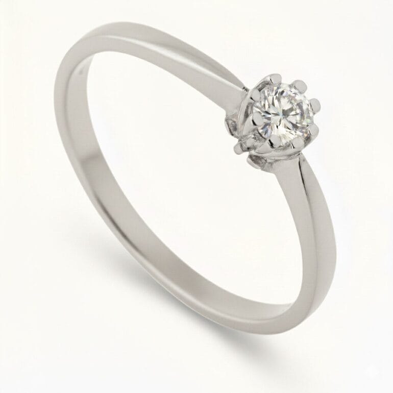 Pierścionek zaręczynowy z diamentem Motyl z białego złota 0.40 ct GESELLE