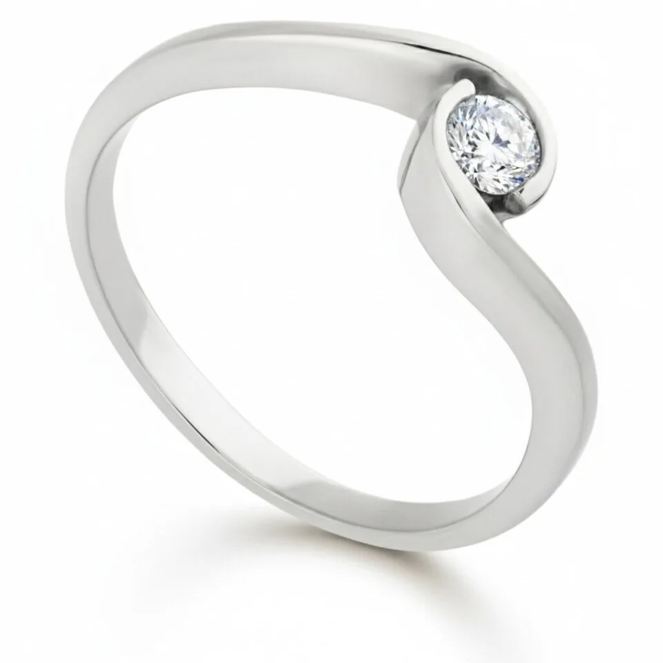 Pierścionek zaręczynowy z diamentem Nova z białego złota 0.15 ct GESELLE