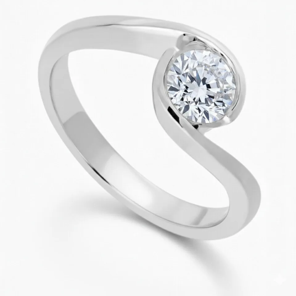 Pierścionek zaręczynowy z diamentem Nova z białego złota 0.70 ct GESELLE