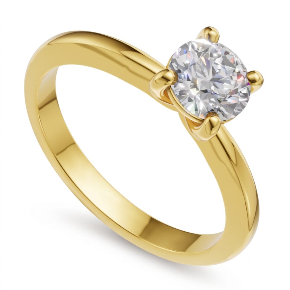 Pierścionek zaręczynowy z diamentem Solenne z żółtego złota 0.50 ct GESELLE