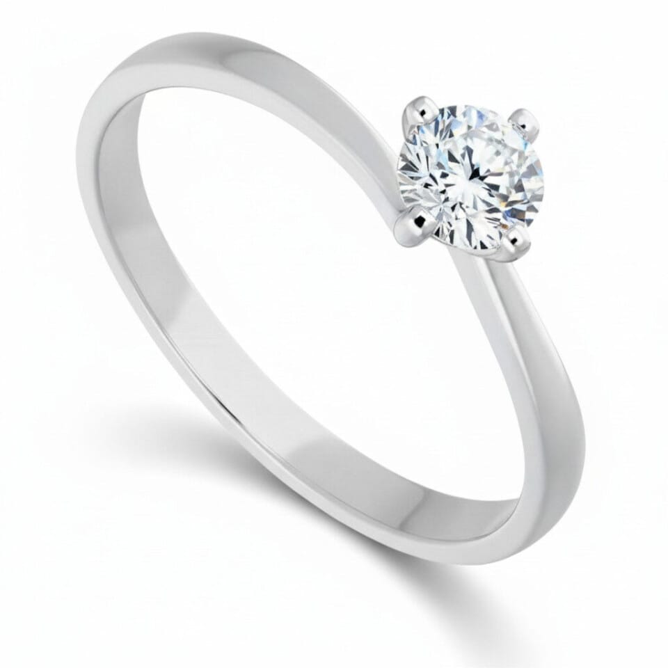 Pierścionek zaręczynowy z diamentem Twist I z białego złota 0.30 ct GESELLE