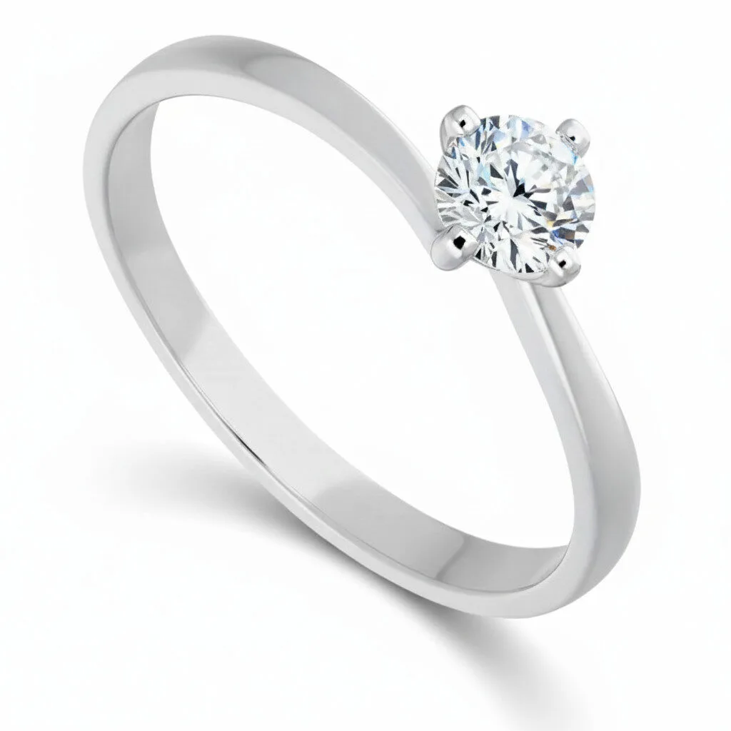 Pierścionek zaręczynowy z diamentem Twist I z białego złota 0.30 ct GESELLE