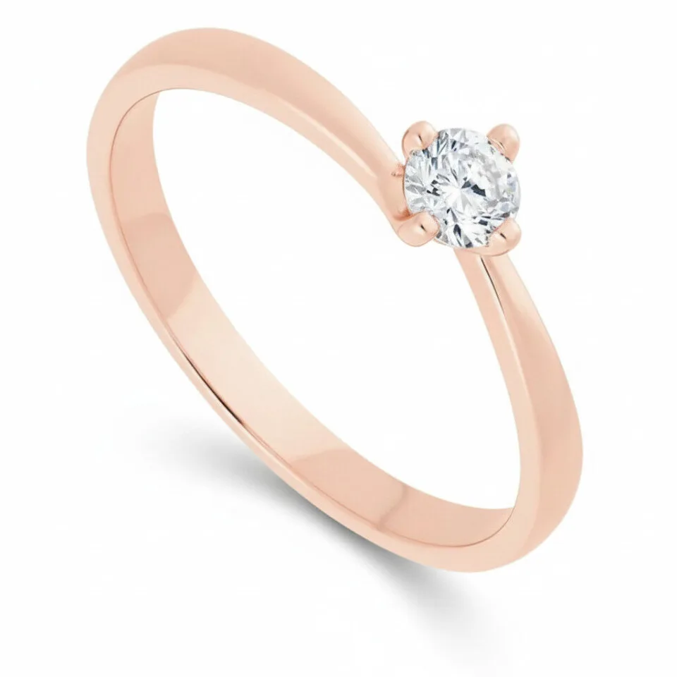 Pierścionek zaręczynowy z diamentem Twist I z różowego złota 0.15 ct GESELLE