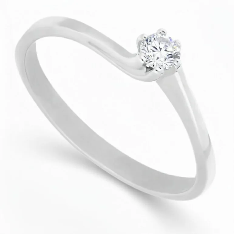 Pierścionek zaręczynowy z diamentem Twist II z białego złota 0.10 ct GESELLE