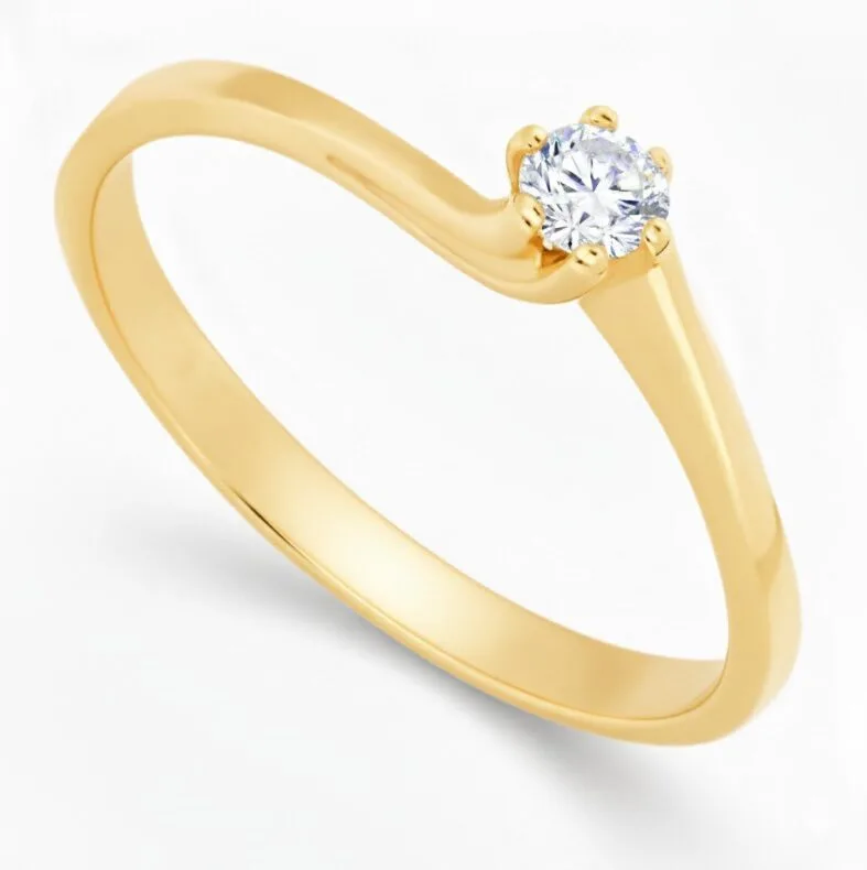 Pierścionek zaręczynowy z diamentem Twist II z żółtego złota 0.30 ct GESELLE