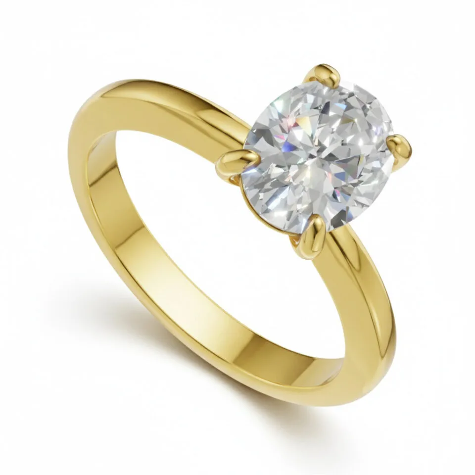 Pierścionek zaręczynowy z owalnym diamentem laboratoryjnym o masie 1.00 ct