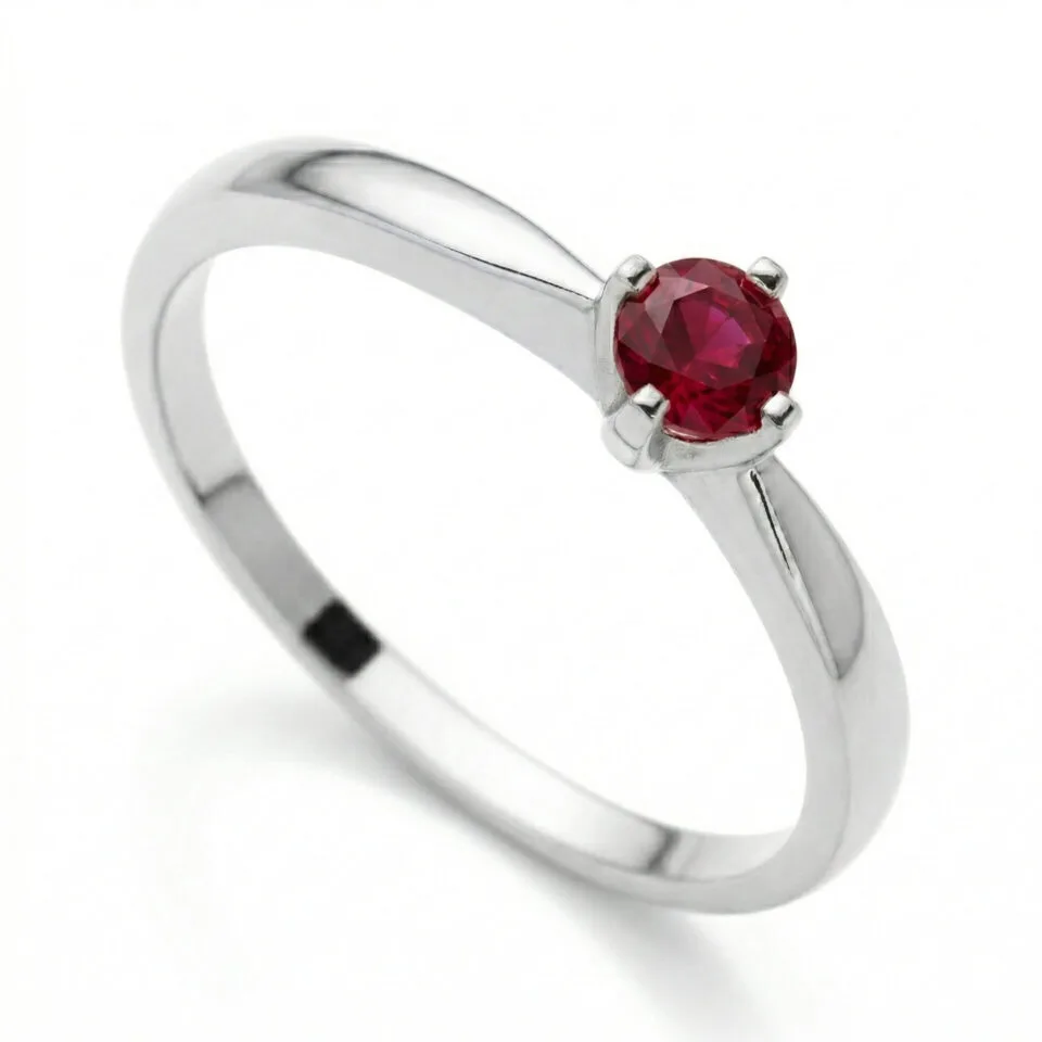Pierścionek zaręczynowy z rubinem Classic II z białego złota GESELLE