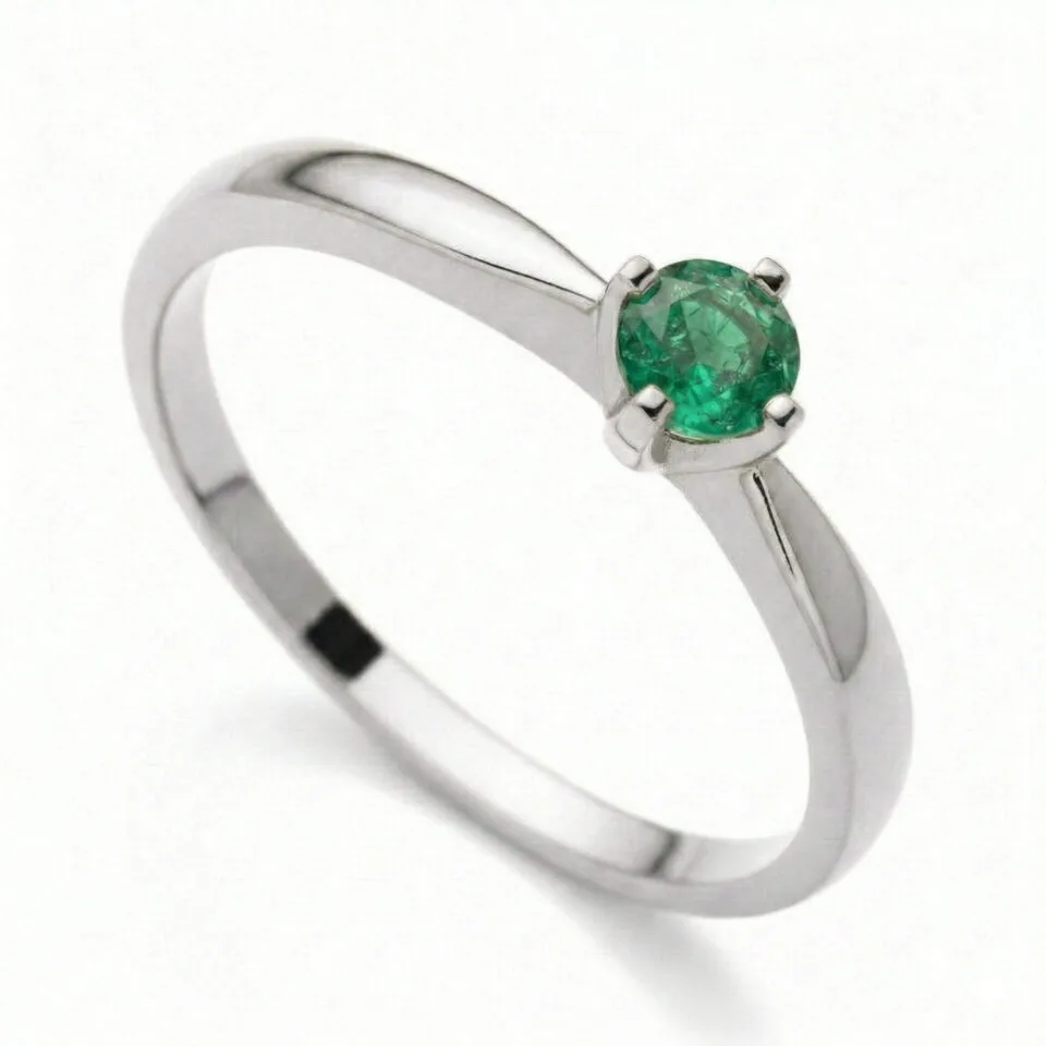 Pierścionek zaręczynowy z szmaragdem Classic II z białego złota GESELLE