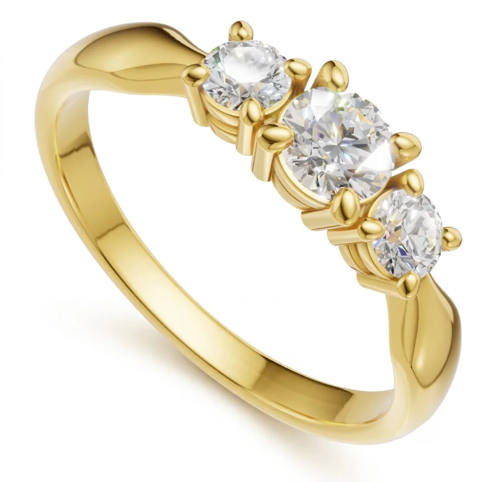 Pierścionek zaręczynowy z żółtego złota Alena z diamentami 0.45 ct