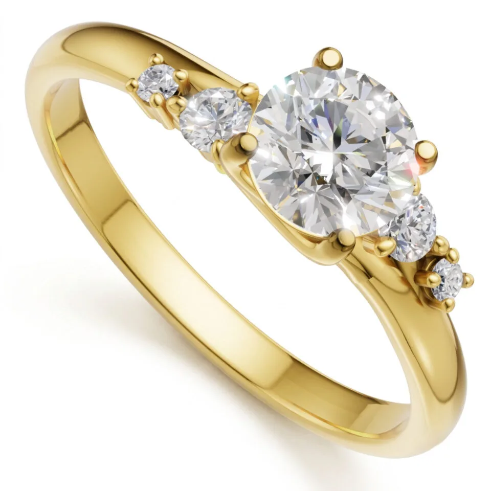 Pierścionek zaręczynowy z żółtego złota Viviene z diamentami 0.62 ct