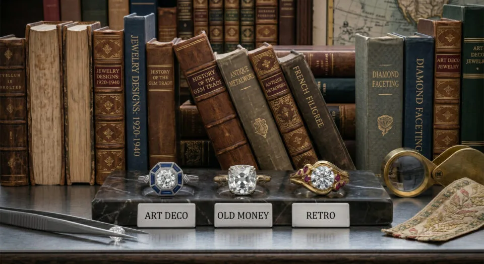 Vintage pierścionki zaręczynowe – Art Deco, retro, old money
