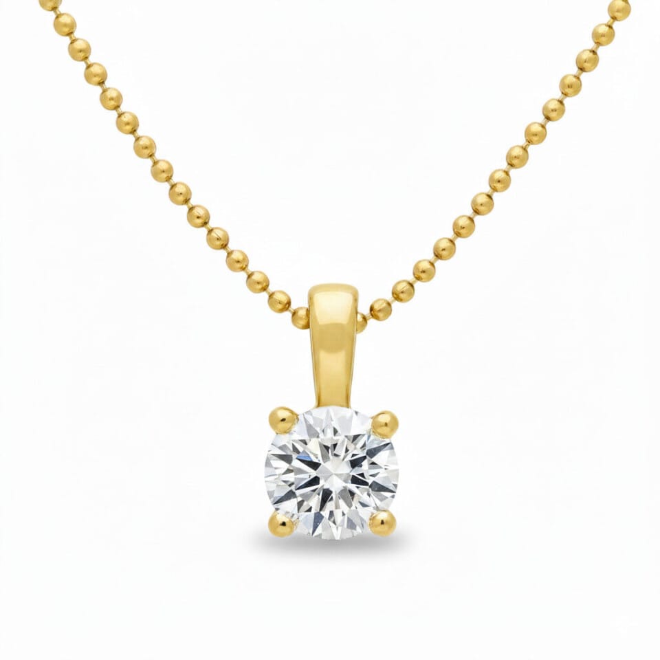 Zawieszka z diamentem o masie 0.50 ct w oprawie z klasycznego, żółtego złota