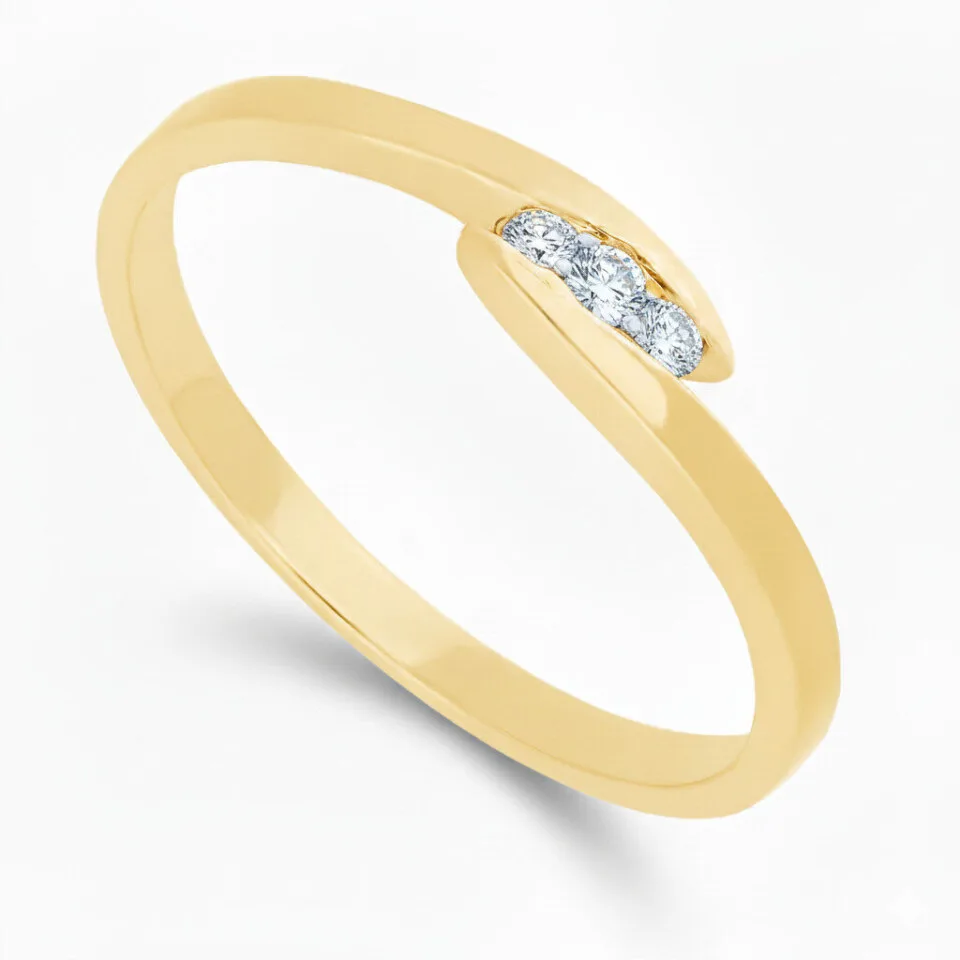 Pierścionek zaręczynowy z diamentami Trio z żółtego złota 0.06 ct GESELLE