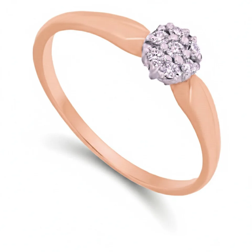 Pierścionek zaręczynowy z diamentami Rozetka I z różowego złota GESELLE