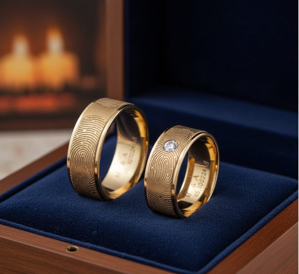 obrączki z grawerem odcisku palca