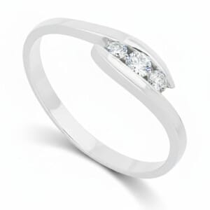 Pierścionek zaręczynowy z diamentami Trio z białego złota 0.15 ct GESELLE