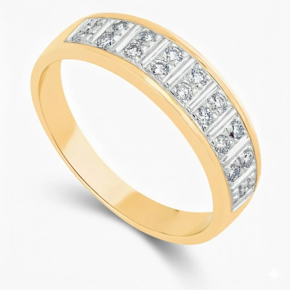 Złoty pierścionek Eternity II z diamentami w żółtym złocie 0.14 ct GESELLE
